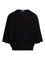 Fine Knit Wool Henley T-Shirt