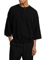 Fine Knit Wool Henley T-Shirt