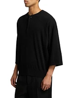 Fine Knit Wool Henley T-Shirt