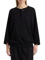 Fine Knit Wool Henley T-Shirt