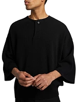Fine Knit Wool Henley T-Shirt