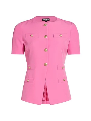 Reyes Tailored Crepe Short-Sleeve Jacket