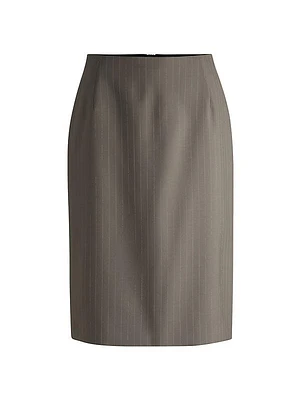 Pinstripe Pencil Skirt in High -Twist Wool