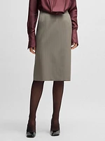 Pinstripe Pencil Skirt in High -Twist Wool