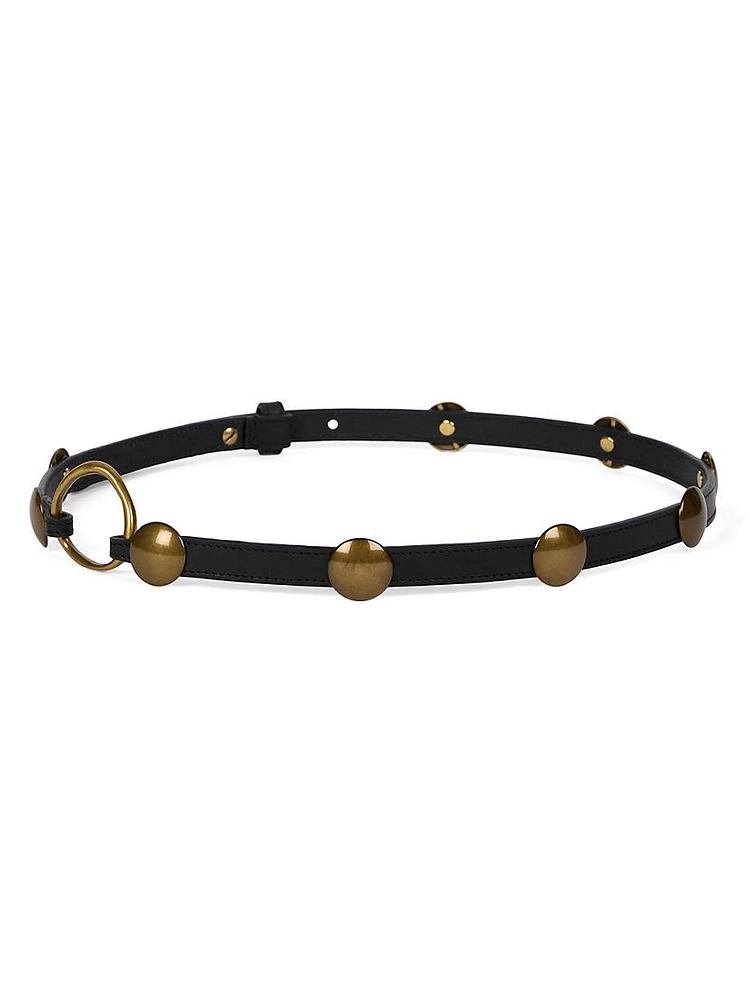 Karlo Studded Leather Skinny Belt