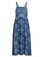 Della Patterned A-Line Midi-Dress