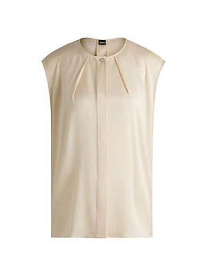 Fitted Sleeveless Blouse in Stretch Silk