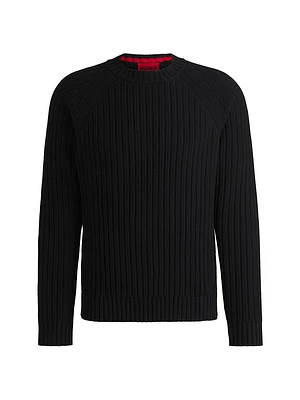 Regular-Fit Sweater Ribbed Cotton