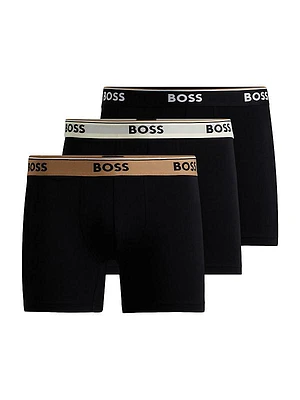 Three-Pack of Stretch-Cotton Boxer Briefs with Logo Waistbands