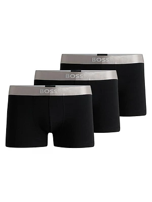 Three-Pack of Trunks with Logo Waistbands