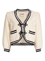 Kaito Contrast-Trim Cotton-Blend Crop Cardigan