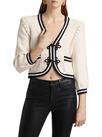 Kaito Contrast-Trim Cotton-Blend Crop Cardigan