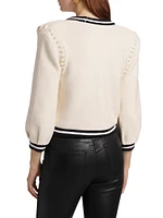 Kaito Contrast-Trim Cotton-Blend Crop Cardigan