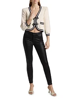 Kaito Contrast-Trim Cotton-Blend Crop Cardigan