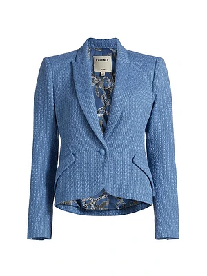 Jennah Tweed Cotton-Blend One-Button Blazer