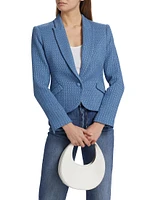 Jennah Tweed Cotton-Blend One-Button Blazer