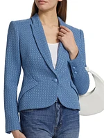 Jennah Tweed Cotton-Blend One-Button Blazer