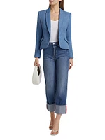 Jennah Tweed Cotton-Blend One-Button Blazer