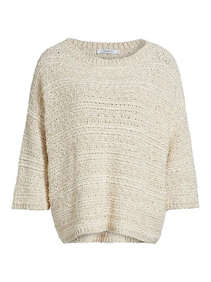 Arda Metallic Knit Cotton-Blend Sweater