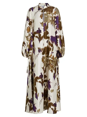 Maesa Abstract Silk Maxi Dress