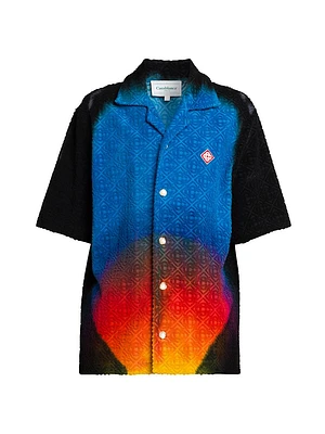 Camp Collar Jacquard Monogram Shirt