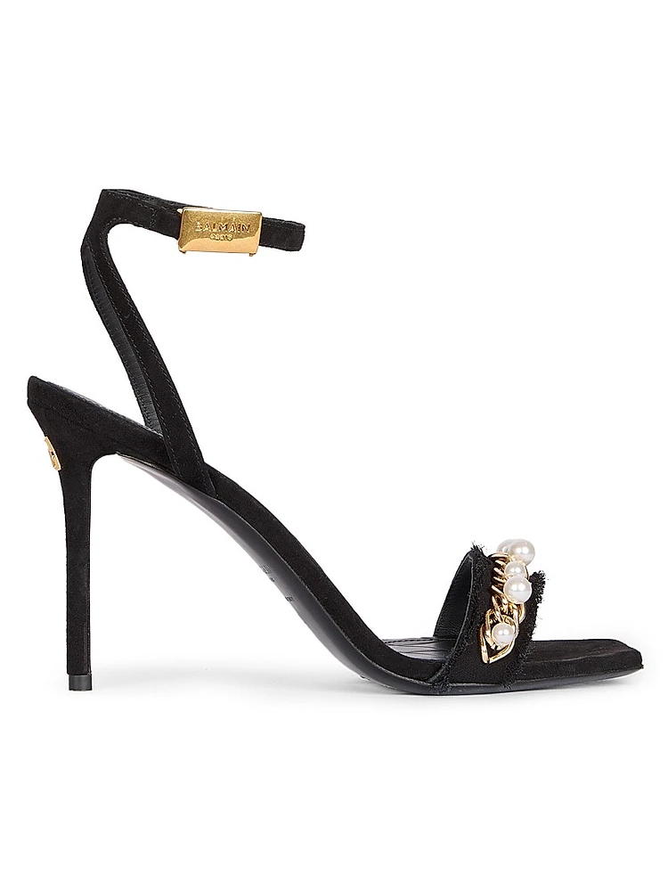 95MM Embellished Suede Sandals