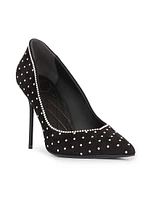 95MM Imitation Pearl-Embellished Suede Pumps