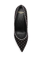 95MM Imitation Pearl-Embellished Suede Pumps
