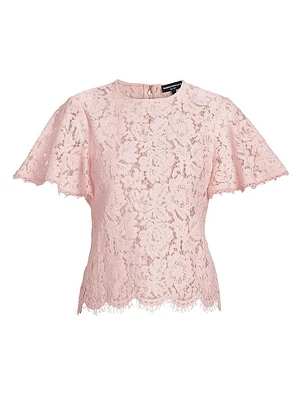 Cyndi Lace Flutter-Sleeve Top