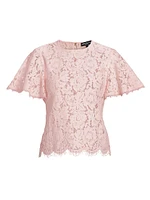 Cyndi Lace Flutter-Sleeve Top