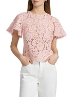 Cyndi Lace Flutter-Sleeve Top
