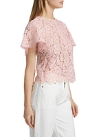 Cyndi Lace Flutter-Sleeve Top