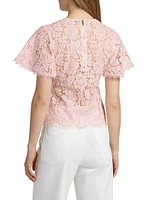 Cyndi Lace Flutter-Sleeve Top