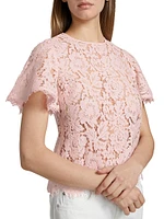 Cyndi Lace Flutter-Sleeve Top