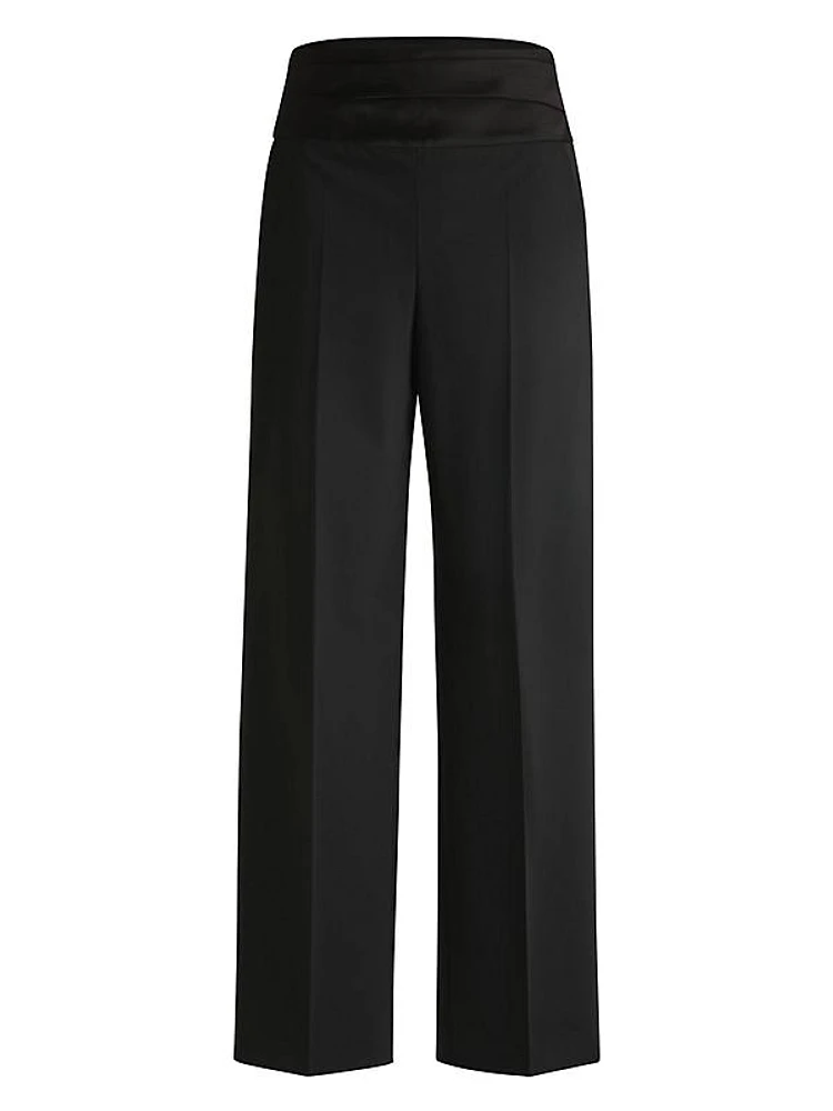 Regular-Fit Formal Trousers with Tonal Waistband