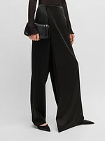 Relaxed-Fit Trousers with Wrap Front in Lustrous Fabric