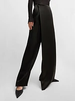 Relaxed-Fit Trousers with Wrap Front in Lustrous Fabric