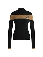 Ski Stretch-Knit Sweater with Camel Stripes