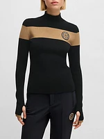 Ski Stretch-Knit Sweater with Camel Stripes