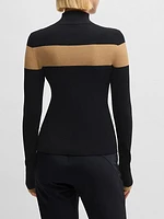 Ski Stretch-Knit Sweater with Camel Stripes