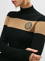 Ski Stretch-Knit Sweater with Camel Stripes