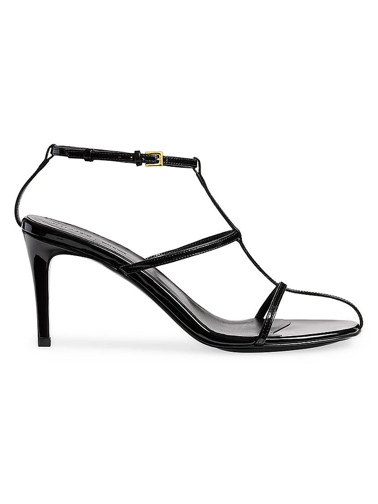Cage 75MM Patent Leather T-Strap Sandals