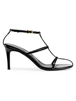 Cage 75MM Patent Leather T-Strap Sandals