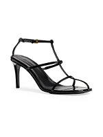 Cage 75MM Patent Leather T-Strap Sandals