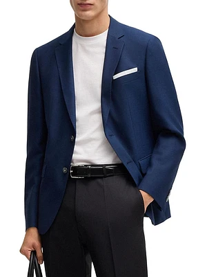 Slim Fit Blazer Patterned Wool