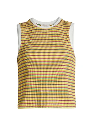 Elyse Striped Crewneck Sleeveless Top