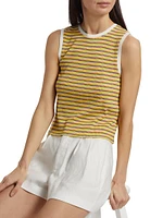 Elyse Striped Crewneck Sleeveless Top