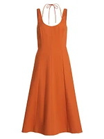Stretch-Cotton Seamed Tank Midi-Dress