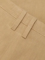 Stretch Linen Mid-Rise Crop Flare Trousers