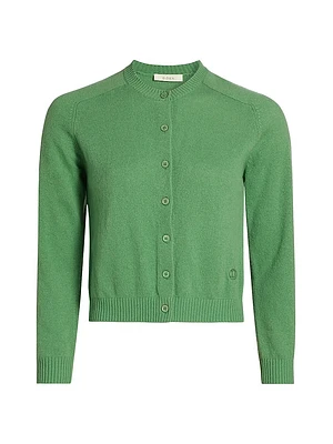 Claudine Cashmere Crewneck Button-Front Cardigan